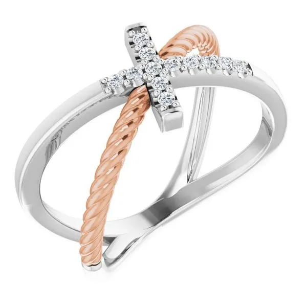 Stuller Accented Cross Rope Ring R43092:601:P 14KY - Rings, Atlanta West  Jewelry