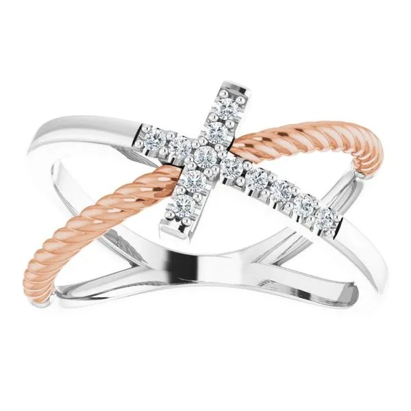 Stuller Accented Cross Rope Ring R43092:601:P 14KY - Rings, Atlanta West  Jewelry