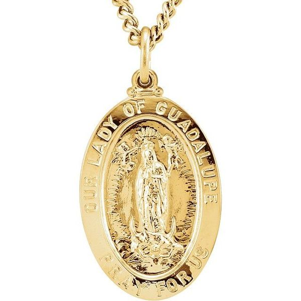 Our Lady Of Guadalupe Pendant Necklace in White Gold (Medium)