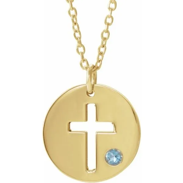 Stuller Pierced Cross Disc Necklace R45391:613:P | Linwood Custom