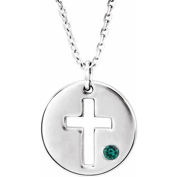 Pierced Cross Disc Necklace R45391:621:P 14KW Wilmington | Perry's