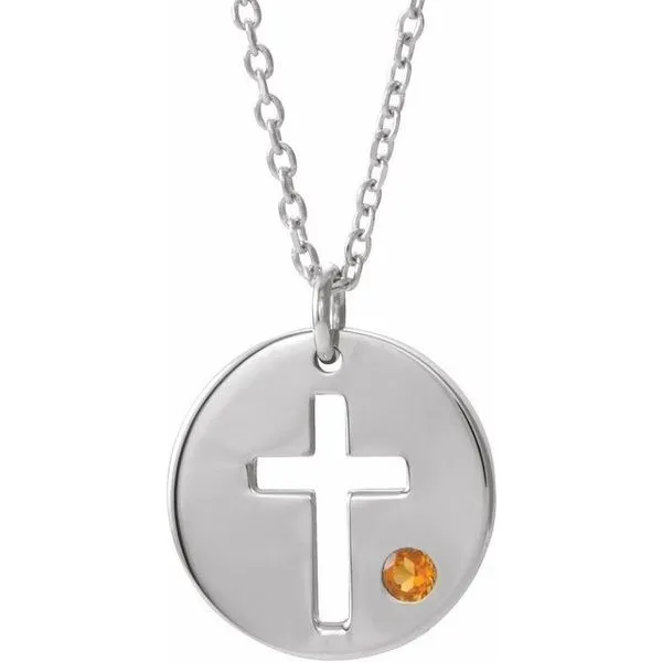 Pierced Cross Disc Necklace R45391:644:P SS Wilmington | Perry's