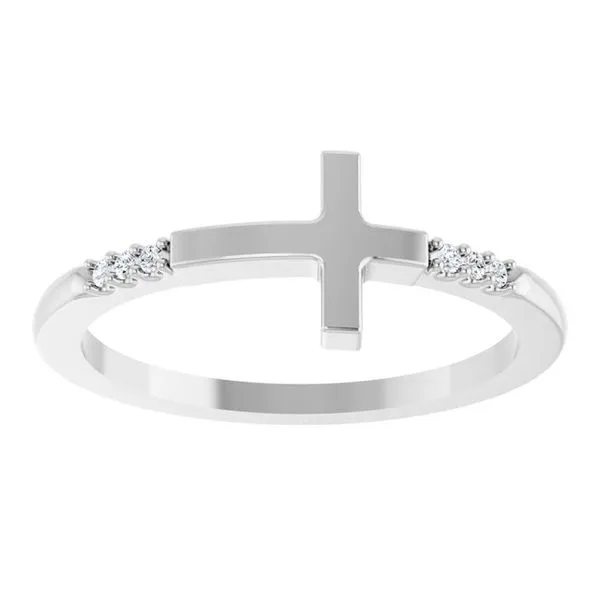 Sideways cross ring white on sale gold