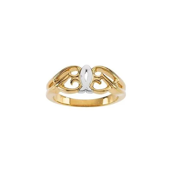 Stuller Ichthus (Fish) Ring R6508:66284:P 14KYW - Rings | Grogan ...