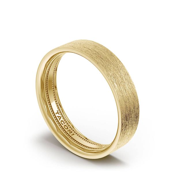 Classic Two-Tone Flat in Brushed Finish Wedding Band Image 3 Sather's Leading Jewelers Fort Collins, CO