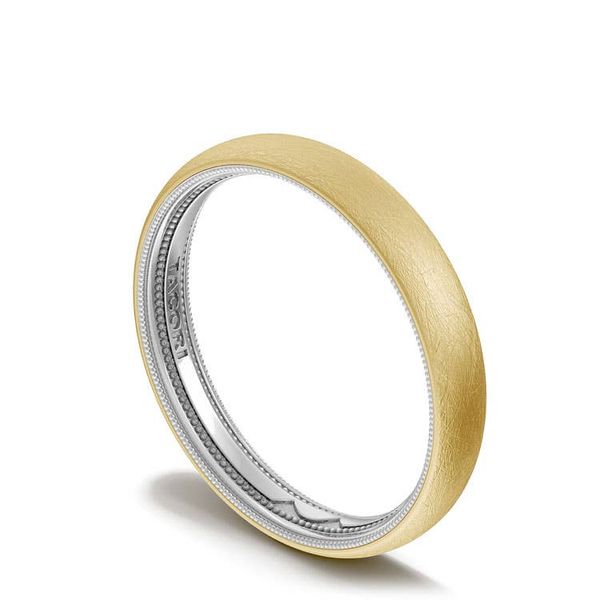 Two-Toned Brushed Finish Wedding Band Image 3 Sather's Leading Jewelers Fort Collins, CO