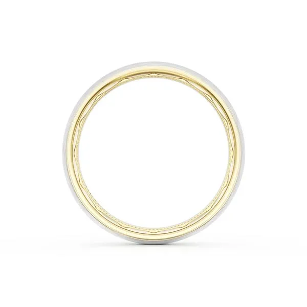 Rounded Brush Finish Wedding Band in 18kt Yellow Gold & 18kt White Gold Image 2 Harris Jeweler Troy, OH