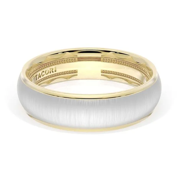 Rounded Satin Finish Wedding Band in 18kt Yellow Gold & 18kt White Gold Harris Jeweler Troy, OH