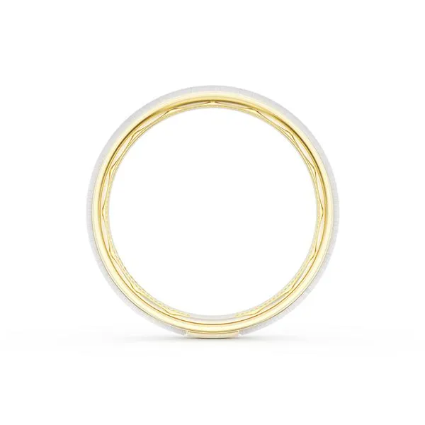Rounded Satin Finish Wedding Band in 18kt Yellow Gold & 18kt White Gold Image 2 Harris Jeweler Troy, OH