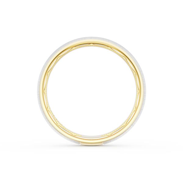 Rounded Satin Finish Wedding Band in 18kt Yellow Gold & 18kt White Gold Image 3 Harris Jeweler Troy, OH