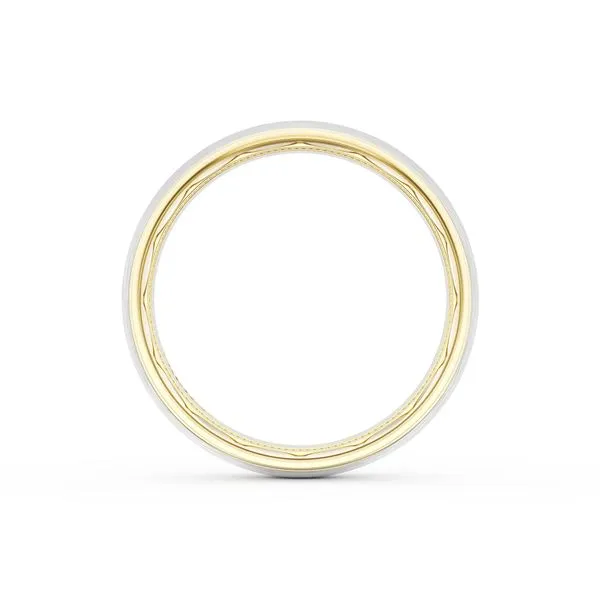 Rounded Brush Finish Wedding Band in 18kt Yellow Gold & 18kt White Gold Image 2 Harris Jeweler Troy, OH