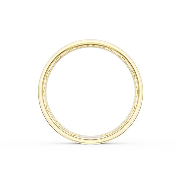 Flat Brush Finish Wedding Band in 18kt Yellow Gold & 18kt White Gold Image 3 Harris Jeweler Troy, OH