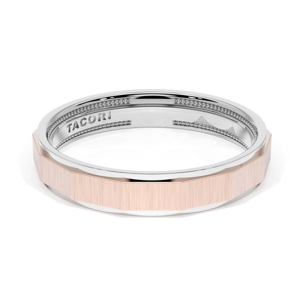 Satin Finish Faceted Wedding Band in Platinum & 18kt Rose Gold Image 2 Harris Jeweler Troy, OH