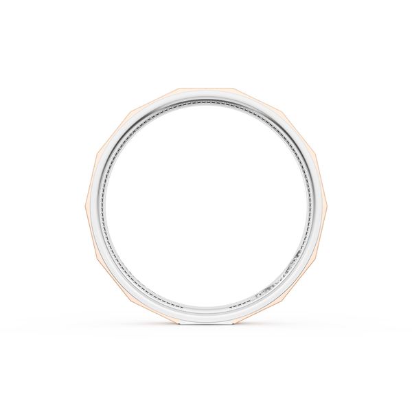Satin Finish Faceted Wedding Band in Platinum & 18kt Rose Gold Image 3 Harris Jeweler Troy, OH