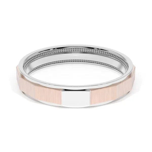 Satin Finish Faceted Wedding Band in Platinum & 18kt Rose Gold Image 4 Harris Jeweler Troy, OH