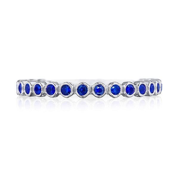 Round Bezel Droplet Wedding Band with Sapphire Quenan's Fine Jewelers Georgetown, TX