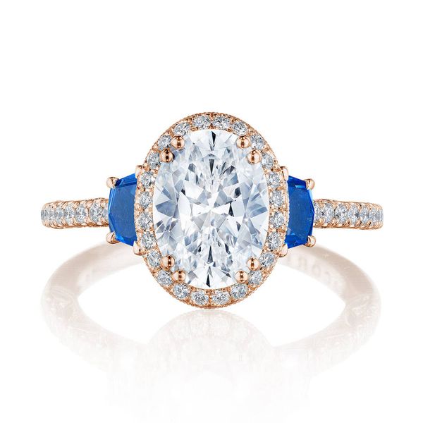 Oval 3-Stone Engagement Ring with Blue Sapphire Baxter's Fine Jewelry Warwick, RI