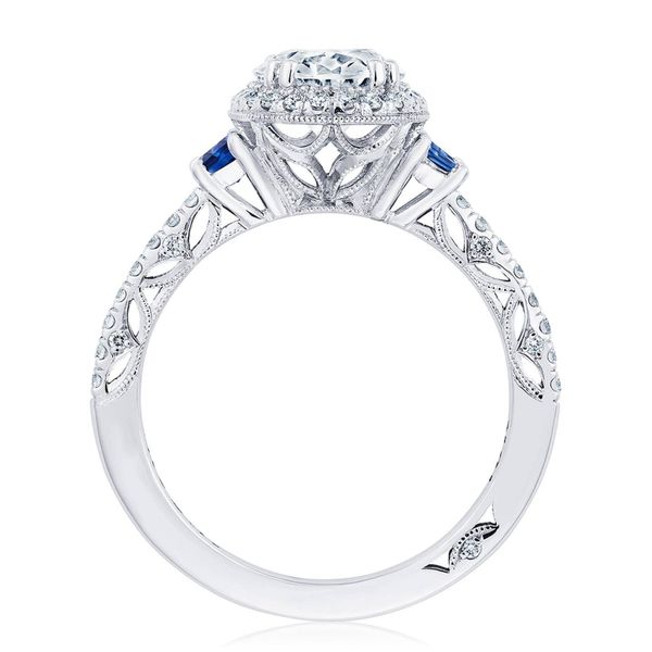 Oval 3-Stone Engagement Ring with Blue Sapphire Image 2 Mitchell's Jewelry Norman, OK