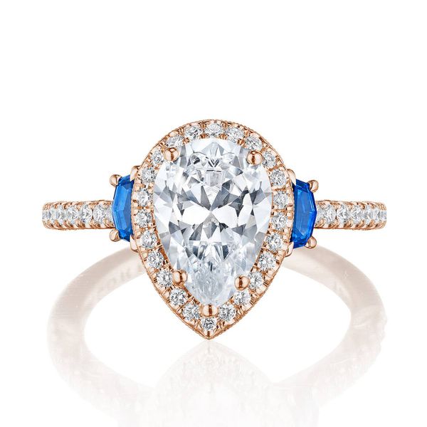 Pear 3-Stone Engagement Ring with Blue Sapphire Baxter's Fine Jewelry Warwick, RI