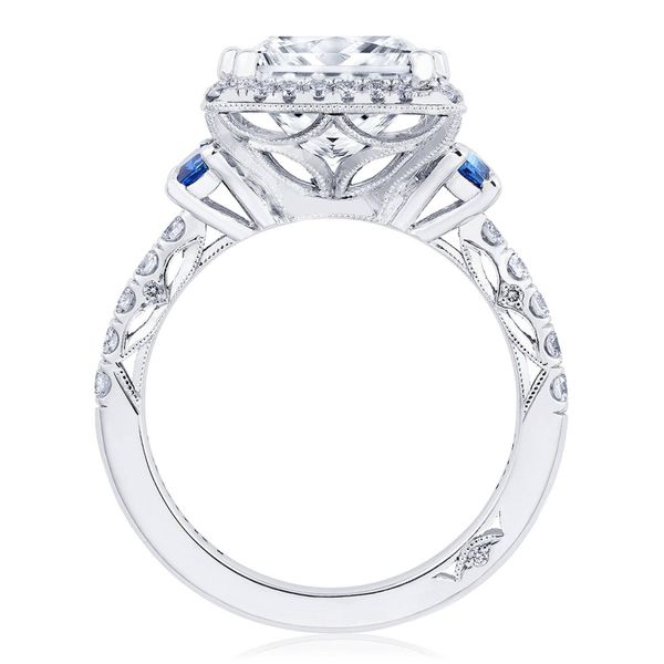 Princess 3-Stone Engagement Ring with Blue Sapphire Image 2 Sather's Leading Jewelers Fort Collins, CO