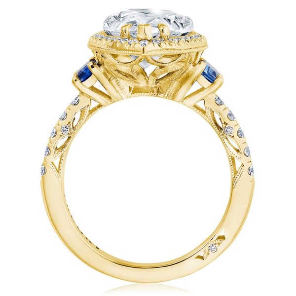 Pear 3-Stone Engagement Ring with Blue Sapphire Image 2 Quenan's Fine Jewelers Georgetown, TX