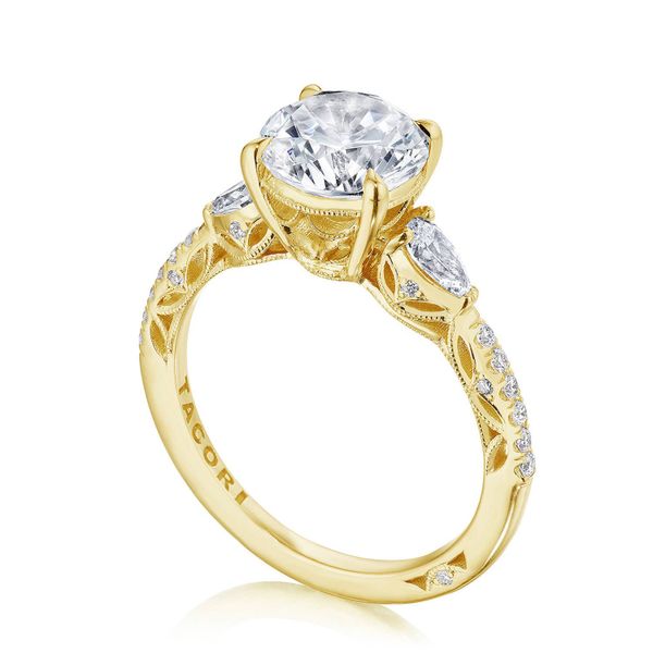 Round 3-Stone Engagement Ring Image 3 Quenan's Fine Jewelers Georgetown, TX