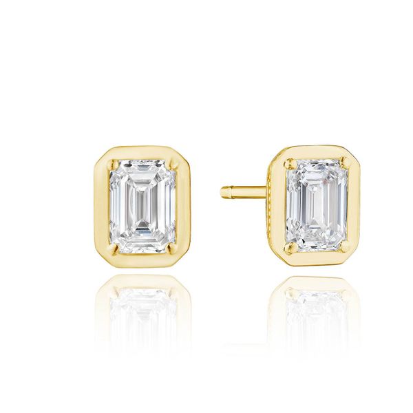 Emerald Diamond Stud Earring - 1ct Quenan's Fine Jewelers Georgetown, TX