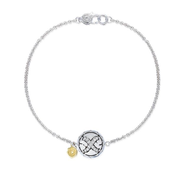 Pavé Monogram Chain Bracelet, Sandblasted Baxter's Fine Jewelry Warwick, RI