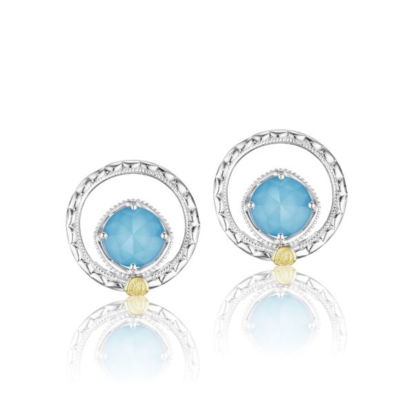 Silver Bloom Gem Studs featuring Neo-Turquoise  Comstock Jewelers Edmonds, WA