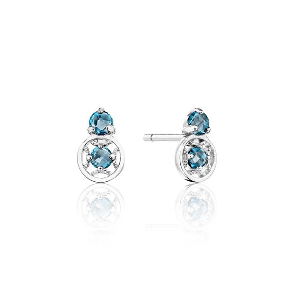 Petite Gemstone Earrings with London Blue Topaz The Diamond Ring Co San Jose, CA