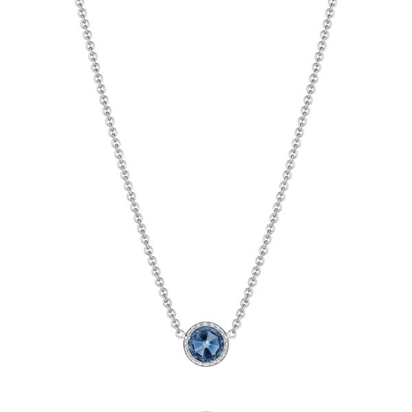 Petite Floating Bezel Necklace featuring London Blue Topaz  Comstock Jewelers Edmonds, WA