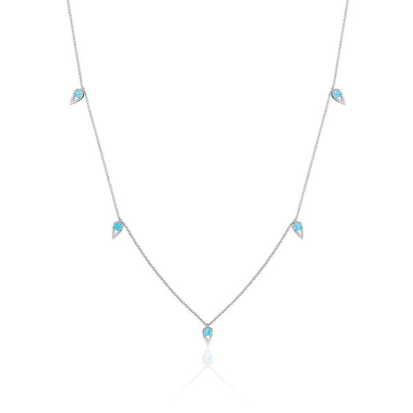 5-Station Open Crescent Necklace with Turquoise Comstock Jewelers Edmonds, WA