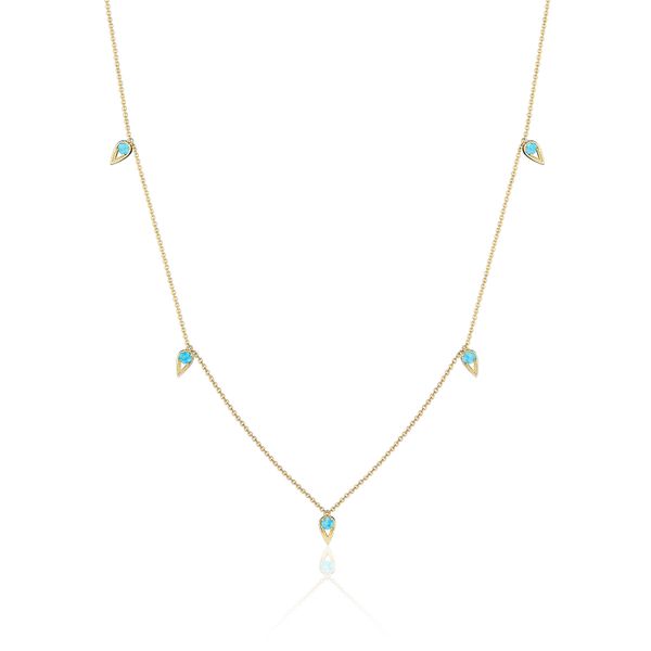 5-Station Open Crescent Necklace with Turquoise Comstock Jewelers Edmonds, WA