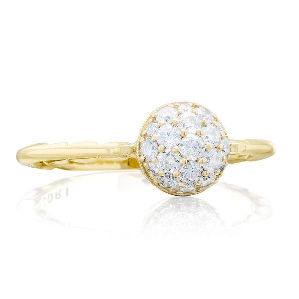 Petite Pavé Dew Drop Ring in Yellow Gold with diamonds The Diamond Ring Co San Jose, CA
