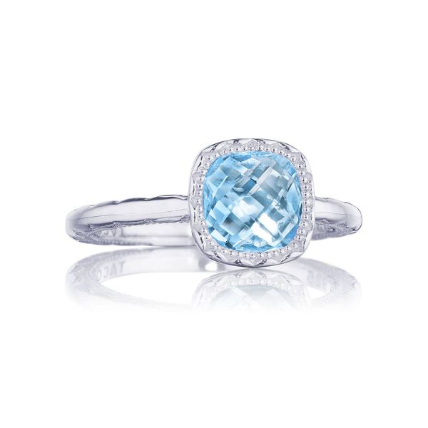 Petite Cushion Gem Ring with Sky Blue Topaz Comstock Jewelers Edmonds, WA