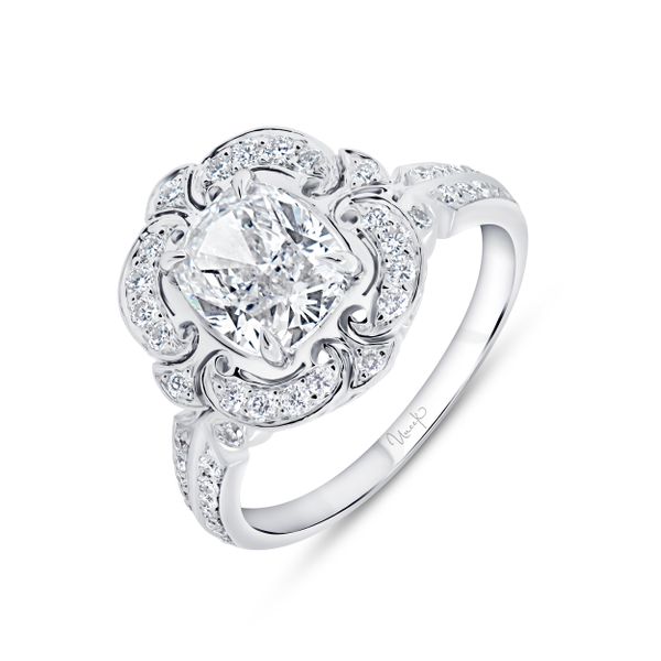 Uneek Silhouette Collection Halo Cushion Cut Diamond Engagement Ring Diamond Showcase Longview, WA