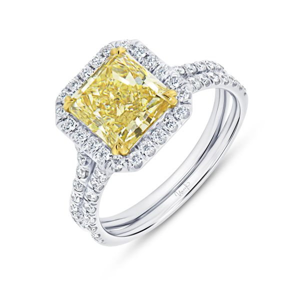 Uneek Natureal Collection Halo Radiant Yellow Diamond Engagement Ring Meritage Jewelers Lutherville, MD