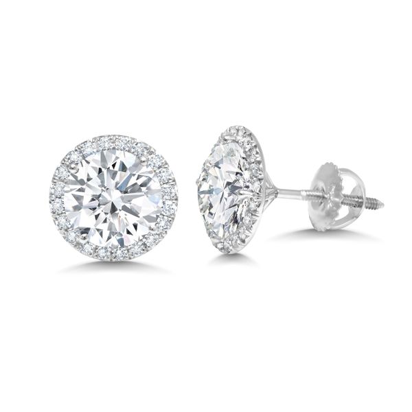 Uneek Signature Collection Halo Round Diamond Stud Earrings Aires Jewelers Morris Plains, NJ