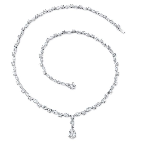 Uneek Signature Collection Pear Shaped Diamond Drop Necklace Meritage Jewelers Lutherville, MD