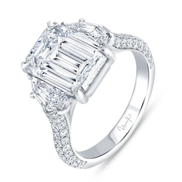 Uneek Signature Collection 3-Sided Emerald Cut Diamond Engagement Ring Meritage Jewelers Lutherville, MD