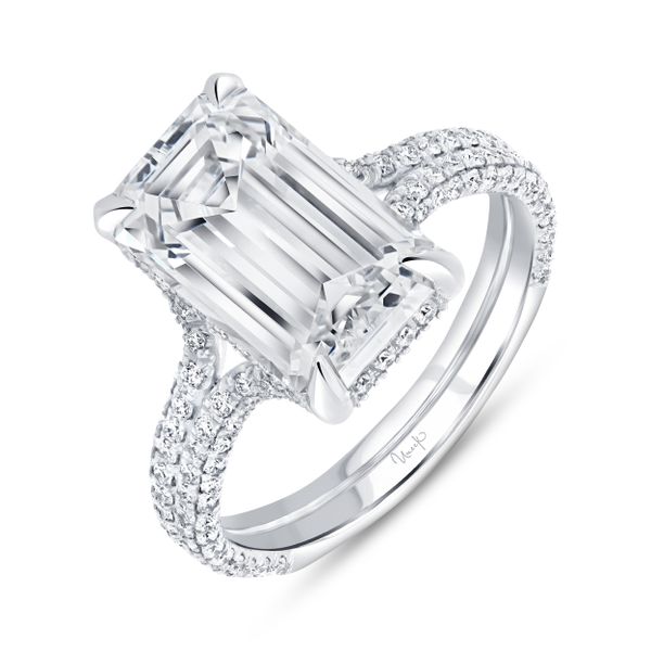 Uneek Signature Collection Split Emerald Cut Diamond Engagement Ring D. Geller & Son Jewelers Atlanta, GA