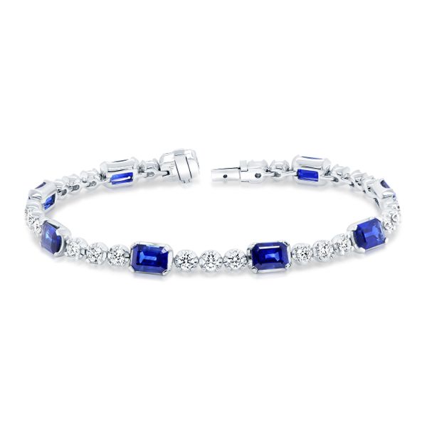 Uneek Precious Collection Strand Emerald Cut Blue Sapphire Link Bracelet Parris Jewelers Hattiesburg, MS