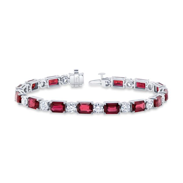 Uneek Precious Collection Strand Emerald Cut Ruby Link Brace | D ...