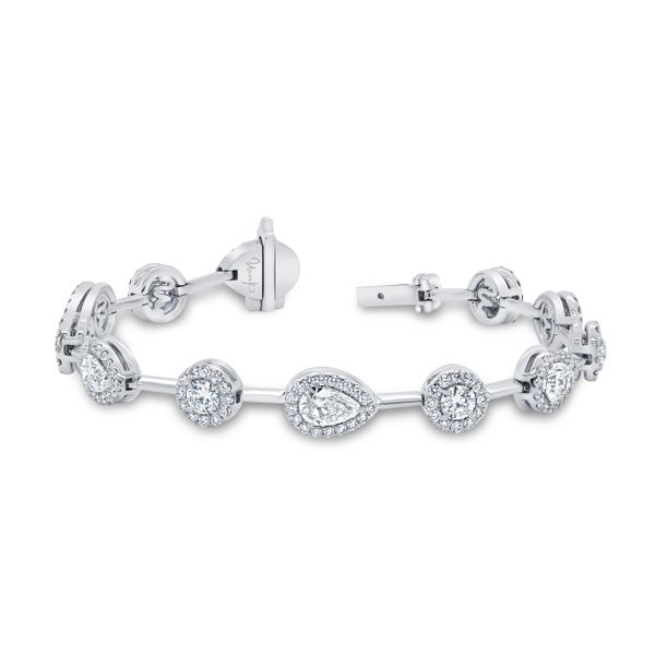Uneek Signature Collection Halo Pear Shaped Diamond Tennis Bracelet Meritage Jewelers Lutherville, MD