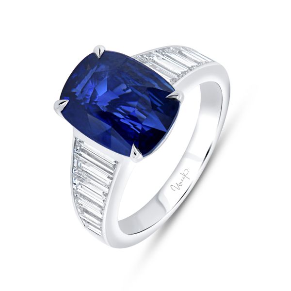 Uneek Precious Collection Tapered Cushion Cut Blue Sapphire Engagement Ring Diamond Showcase Longview, WA