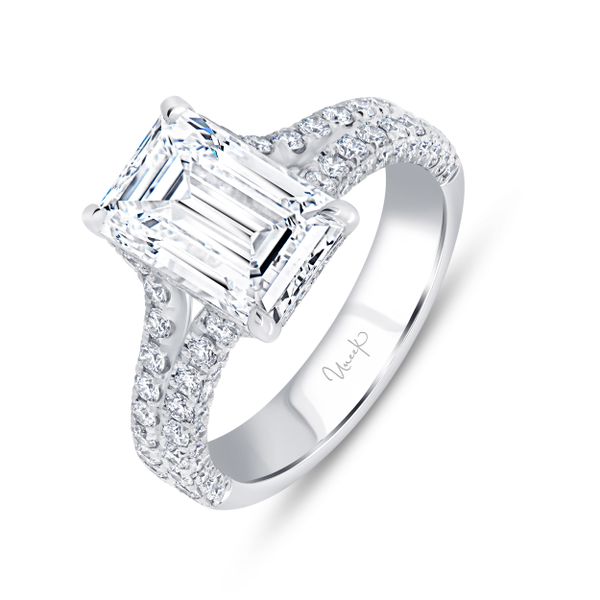 Uneek Signature Collection Split Emerald Cut Diamond Engagement Ring Meritage Jewelers Lutherville, MD
