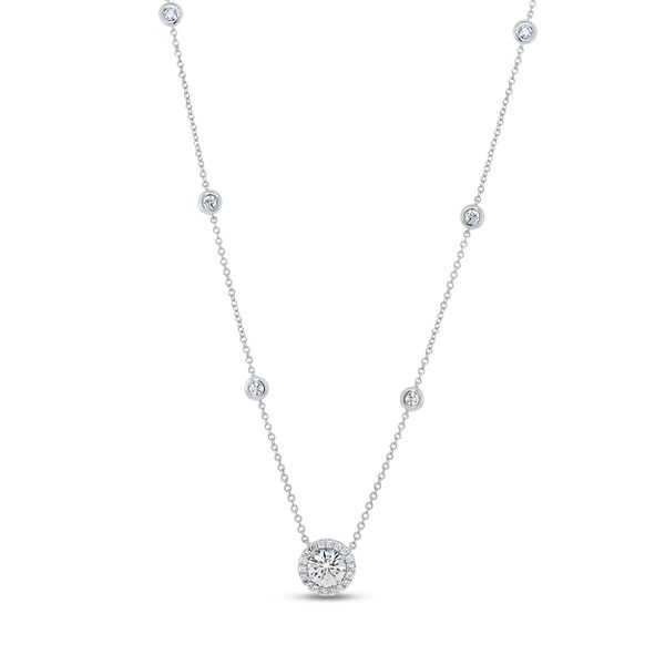 Uneek Sweet-Pea Collection Halo Round Diamond Brooch Pendant D. Geller & Son Jewelers Atlanta, GA