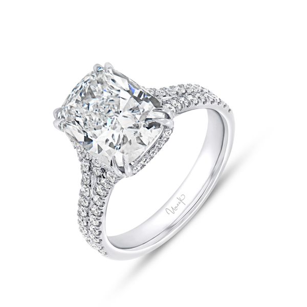 Uneek Signature Collection Split-Shank Cushion Cut Diamond Engagement Ring Meritage Jewelers Lutherville, MD