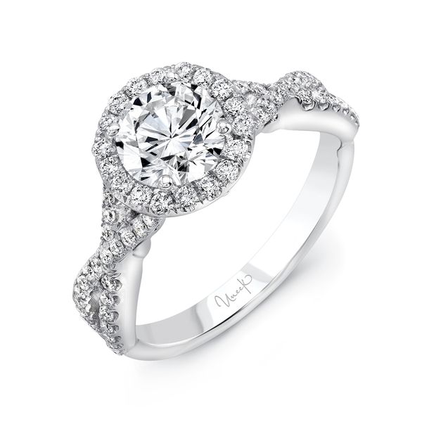 Uneek Primavera Round Diamond Halo Engagement Ring Parris Jewelers Hattiesburg, MS