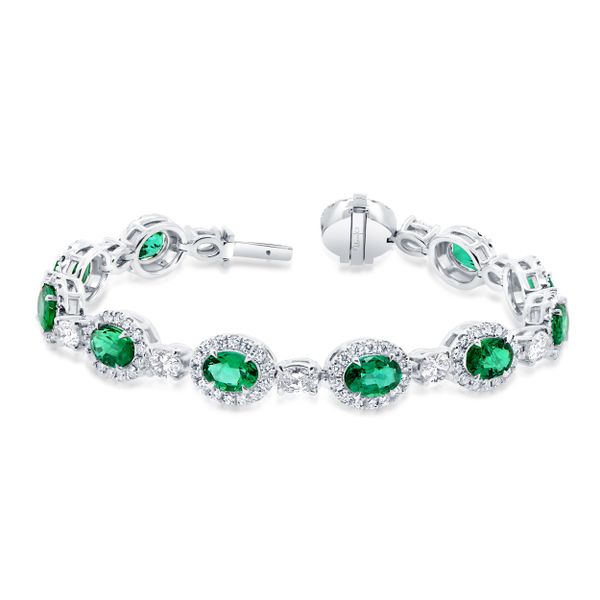 Uneek Tennis Precious Green Emerald Diamond Bracelet Mystique Jewelers Alexandria, VA
